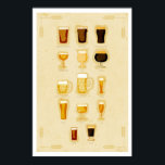 Affiche Beer Glasses<br><div class="desc">I love beer. I am a designer. I sat down one weekend and drank some beer while I designed all my favorite glasses for drinking beer in. I hope you enjoy this poster as much as I enjoy beer.</div>