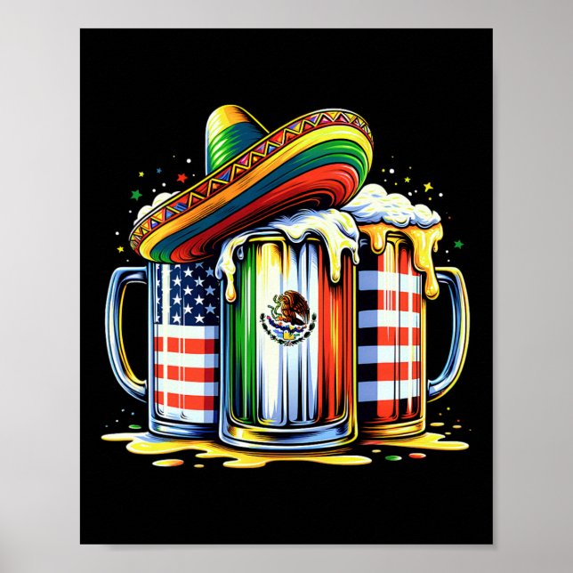 Affiche Beer Mexican Usa Drapeau Cinco De Mayo Boisson Par (Devant)