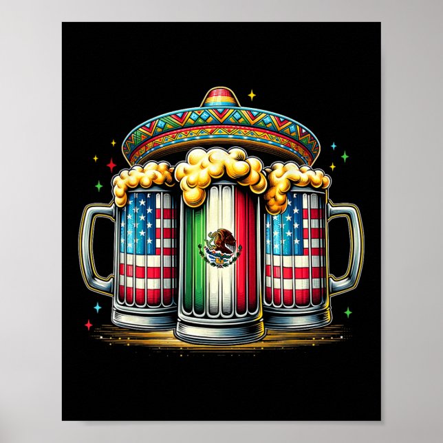 Affiche Beer Mexican Usa Drapeau Cinco De Mayo Boisson Par (Devant)