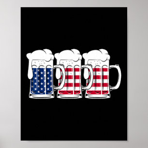 Affiche Beer Usa Drapeau Merica Boire Américain Hommes Fem