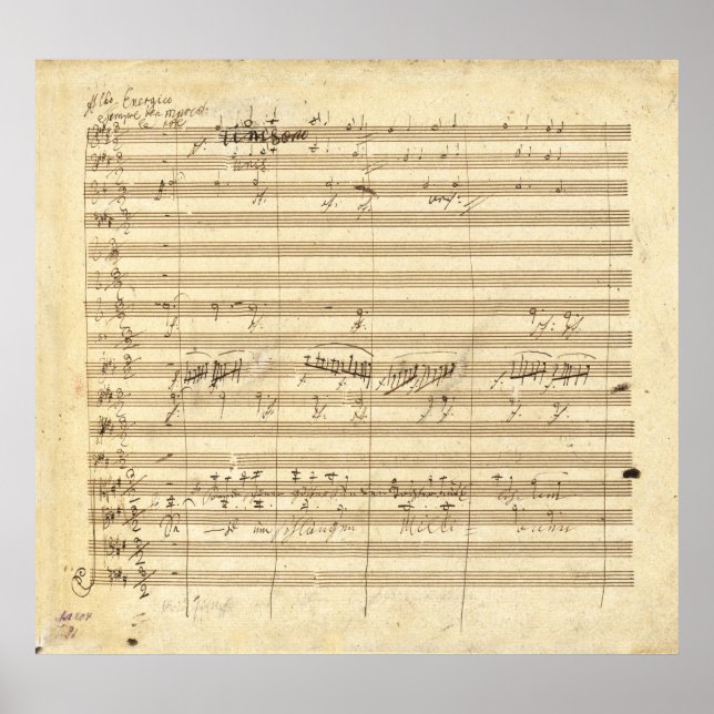 Affiche Beethoven Symphony No 9 Original Manuscript Print (Devant)