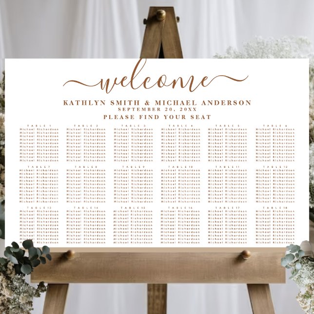 Affiche Beige Dusty moderne Mariage simple 18 Table Sièges (Créateur téléchargé)
