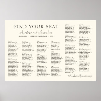 Affiche Beige Minimal Wedding Alphabetical Seating Chart