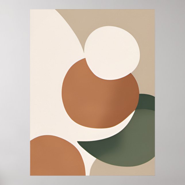 Affiche Beige Orange Vert minimal Boho Abstrait AI Art (Devant)