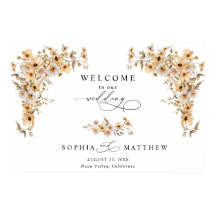 Beige Wild Flowers Welcome Wedding
