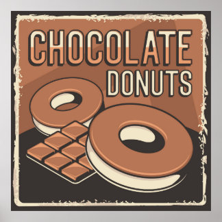 Affiche beignets de chocolat vintage rétro