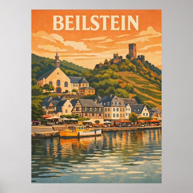 Affiche Beilstein Allemagne Voyage Ancien Art (Devant)