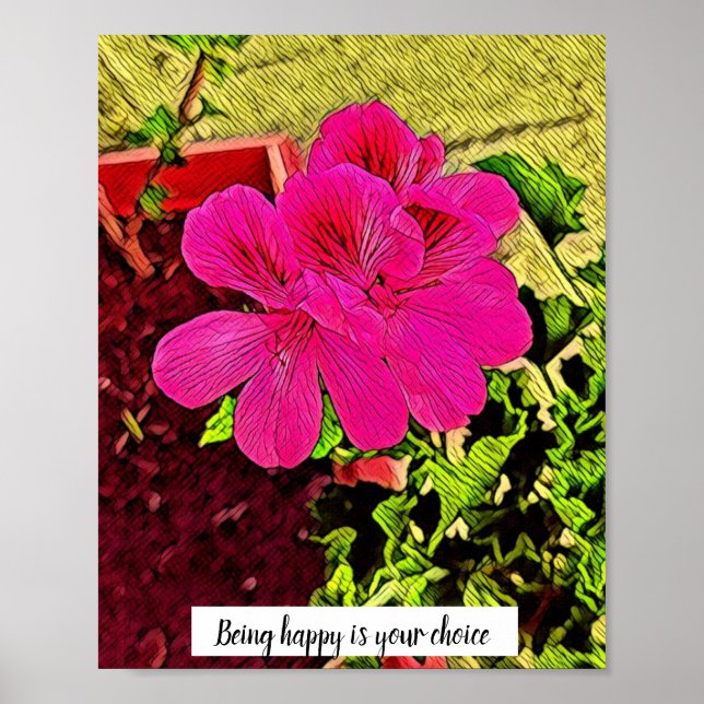 Affiche Being happy is your choice blooming flower (Devant)