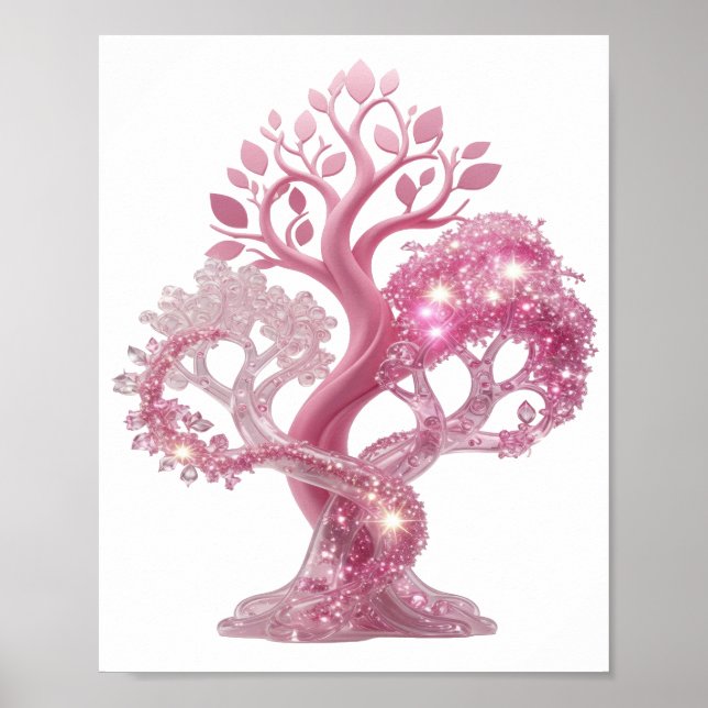 Affiche Bel arbre rose PAILLAGE ROSE (Devant)