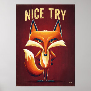 Affiche Bel Essai Renard – Drôle Personnage de Dessin Anim