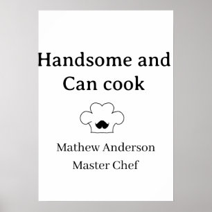 Affiche bel homme et cuisinier maître chef homme roi de la