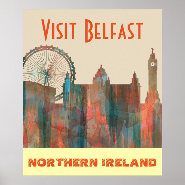 AFFICHE BELFAST, SKYLINE IRLANDE DU NORD (Devant)