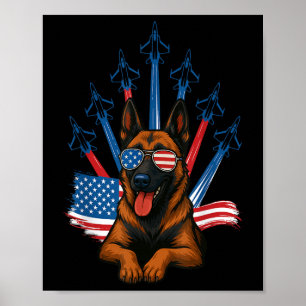Affiche Belge Malinois Fighter Jet Avion Patriotique Do