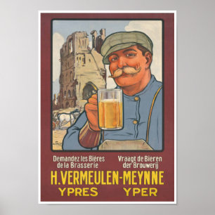 Affiche Belgian Beer Vermeulen Brewery Ypres Flanders