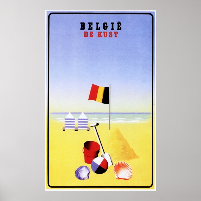 Affiche BELGIE DE KUST Belgium Coast Sandy Beaches Tourism (Devant)