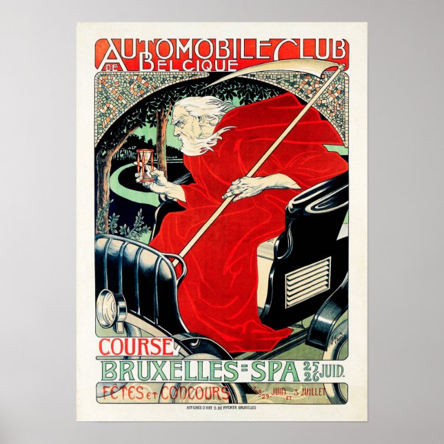 Affiche Belgique Automobile Club Art Nouveau Georges Gaudy (Devant)