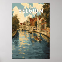 Belgique Illustration Travel Art Vintage