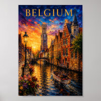 Belgique : Souvenir d'art du canal de Bruges au co