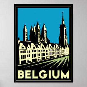 Affiche belgium europe art deco retro travel vintage