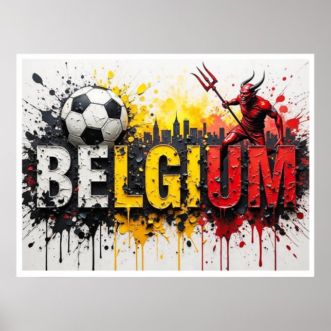 Affiche Belgium Football Citiscape Oil Painting Style Art (Devant)