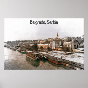 Affiche Belgrade Serbie Balkan Vue panoramique