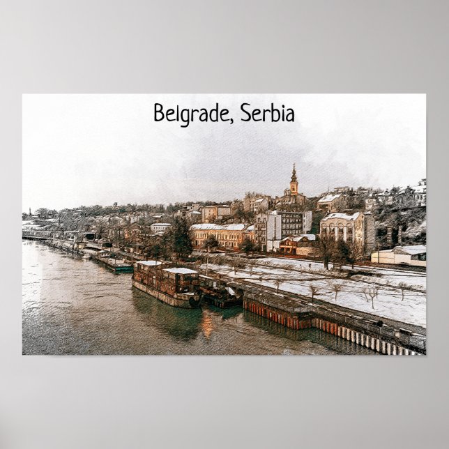 Affiche Belgrade Serbie Balkan Vue panoramique (Devant)