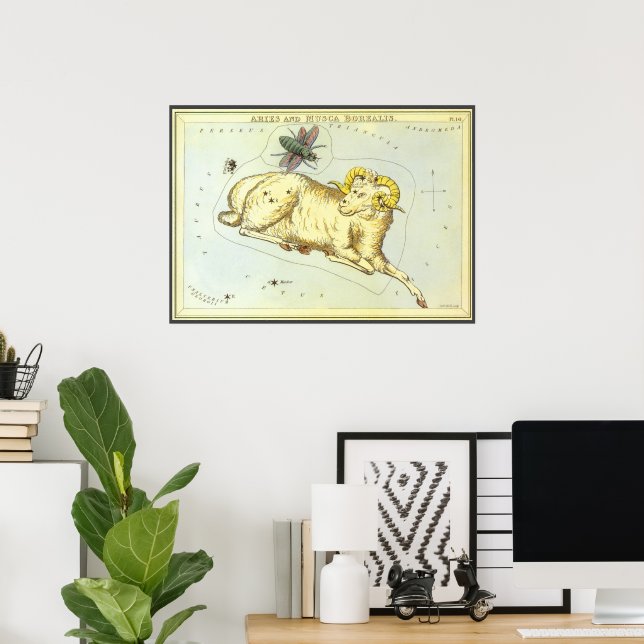 Affiche Bélier, Constellation Vintage, Miroir d'Urania (Bureau à domicile)