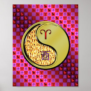 Affiche Bélier et coq métallique