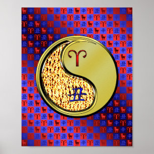 Affiche Bélier et oxe métallique