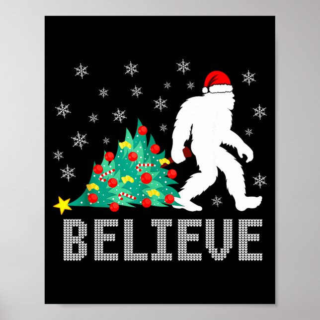 Affiche Believe Bigfoot Sasquatch Santa Reindeer Christmas (Devant)
