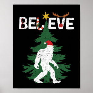 Affiche Believe Bigfoot Sasquatch Yeti Christmas Hat