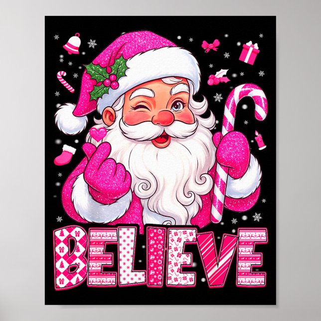 Affiche Believe Cute Nk Santa Candy Cane Christmas Xmas Gi (Devant)