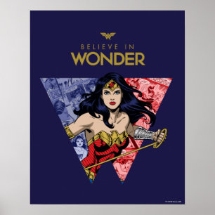 Affiche "Believe In Wonder" Wonder Woman Lasso Comic Logo