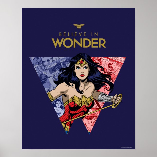 Affiche "Believe In Wonder" Wonder Woman Lasso Comic Logo (Devant)
