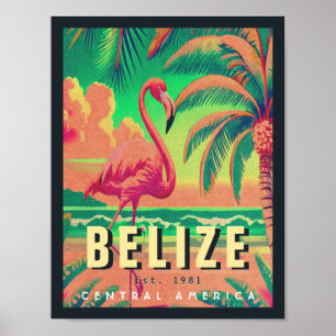 Affiche Belize Amérique centrale Vintage Tropical 1950