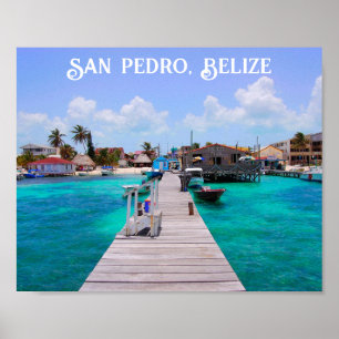 Affiche Belize San Pedro Beach Ambergris Caye