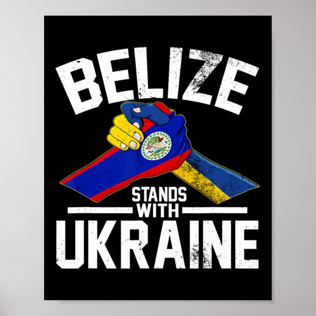Affiche Belize Stands With Ukraine Ukrainian Flag Tees  (Devant)