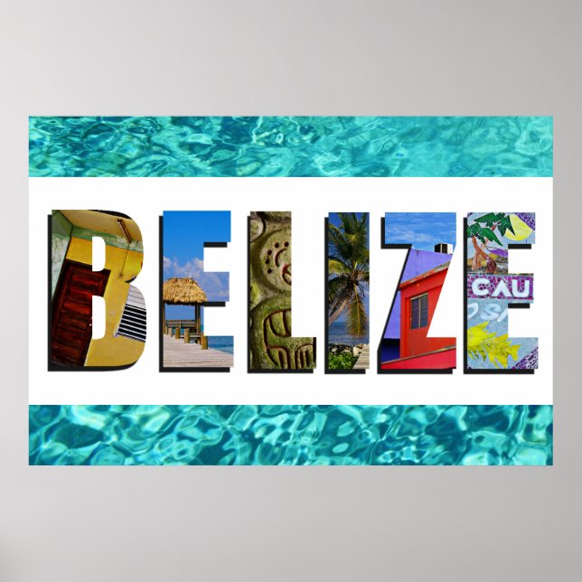 Affiche Belize Tropical Beach Blue Ocean Travel Photo (Devant)