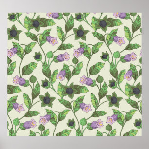 Affiche Belladonna Flowers : Vintage Floral Illustration