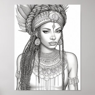 Affiche Belle Africaine Noire Femme Adulte Coloration