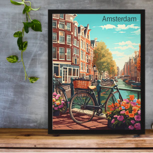 Affiche Belle Amsterdam Pays-Bas Canal City