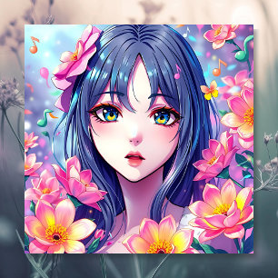 Affiche Belle Anime Girl and Flowers