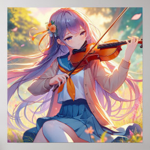 Affiche Belle Anime Girl Jouant du Violon