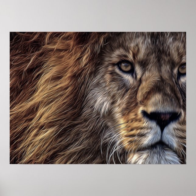 Affiche Belle aquarelle artistique Lion (Devant)
