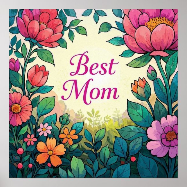 Affiche Belle aquarelle colorée Fleurs florales (Devant)
