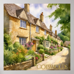 Affiche Belle aquarelle dans Cotswolds Travel