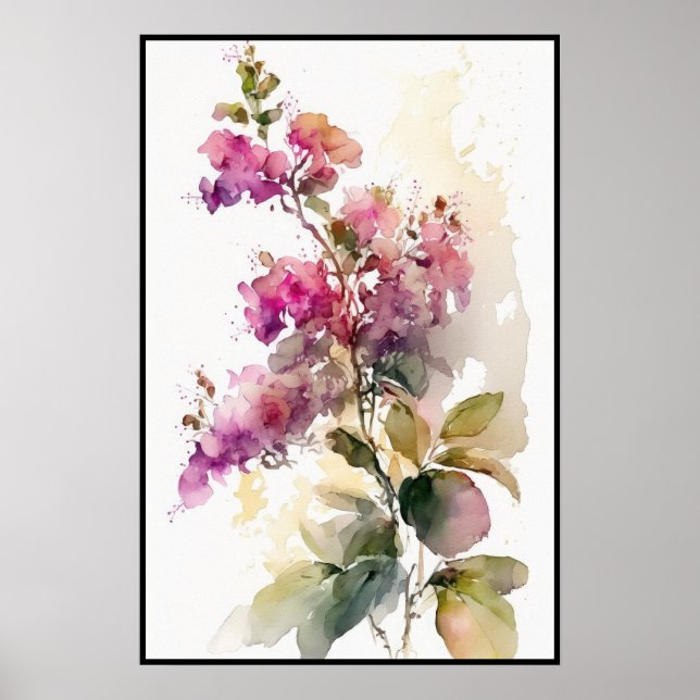 Affiche Belle aquarelle de Bougainvilliers (Devant)