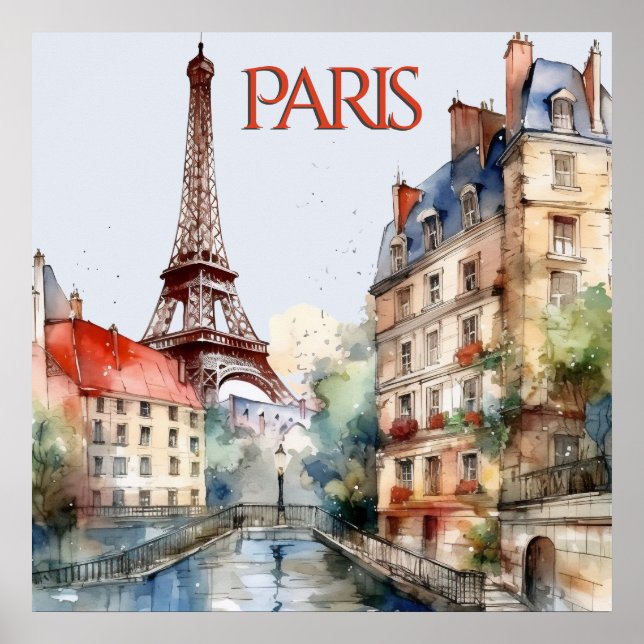 Affiche Belle aquarelle de Paris Travel (Devant)