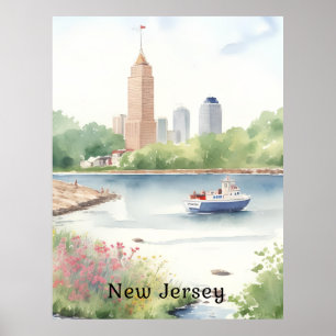 Affiche Belle aquarelle du New Jersey