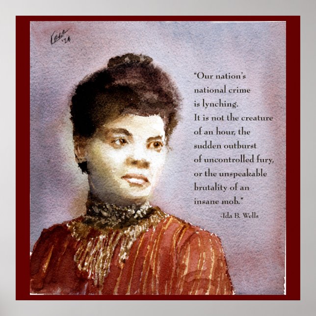 Affiche Belle Aquarelle Ida B Wells & Citation Portrait (Devant)